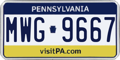PA license plate MWG9667