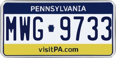 PA license plate MWG9733