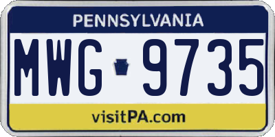 PA license plate MWG9735