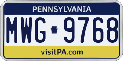 PA license plate MWG9768