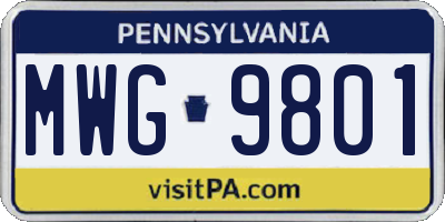 PA license plate MWG9801