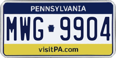 PA license plate MWG9904