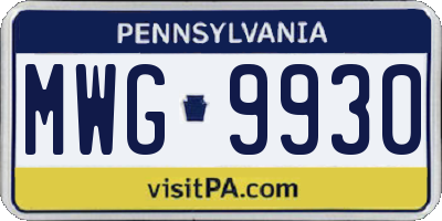PA license plate MWG9930
