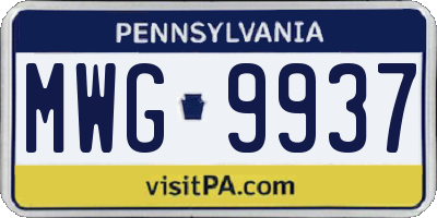 PA license plate MWG9937