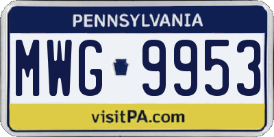 PA license plate MWG9953