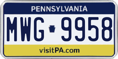 PA license plate MWG9958