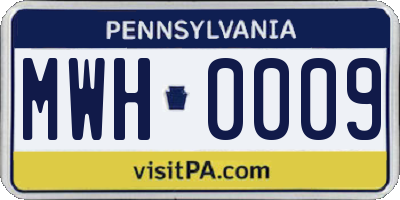 PA license plate MWH0009