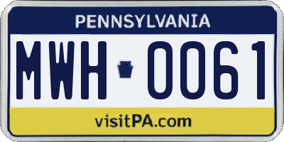 PA license plate MWH0061