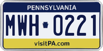 PA license plate MWH0221