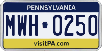 PA license plate MWH0250