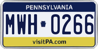 PA license plate MWH0266