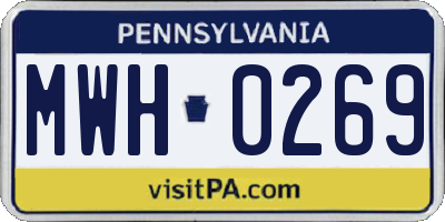 PA license plate MWH0269