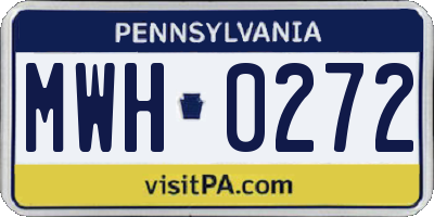 PA license plate MWH0272