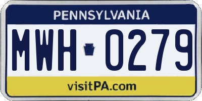 PA license plate MWH0279