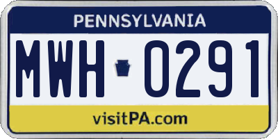 PA license plate MWH0291
