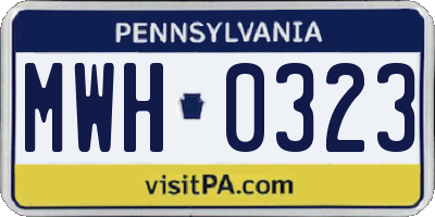PA license plate MWH0323