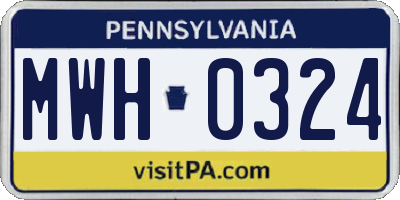 PA license plate MWH0324