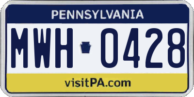 PA license plate MWH0428