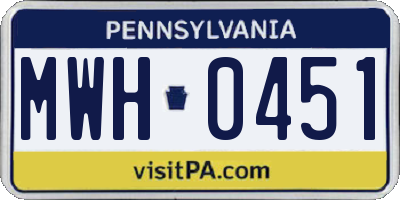 PA license plate MWH0451