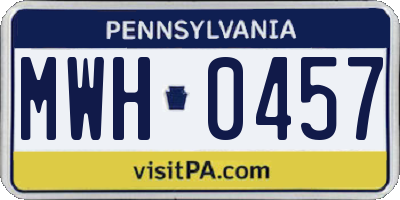 PA license plate MWH0457