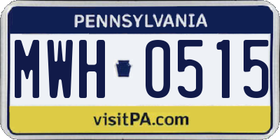 PA license plate MWH0515