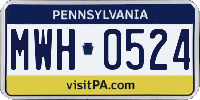 PA license plate MWH0524