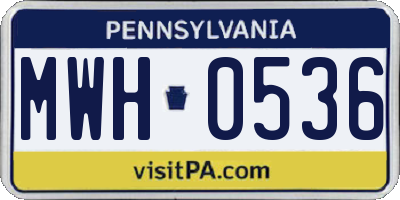PA license plate MWH0536