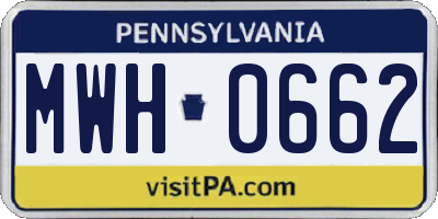 PA license plate MWH0662