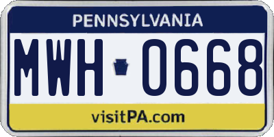 PA license plate MWH0668
