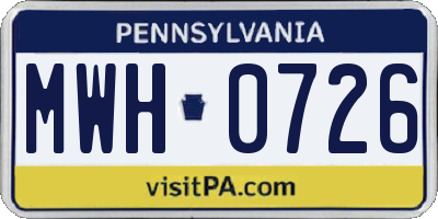 PA license plate MWH0726