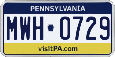 PA license plate MWH0729