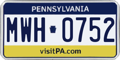 PA license plate MWH0752
