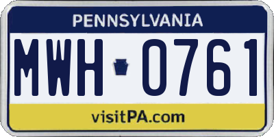 PA license plate MWH0761