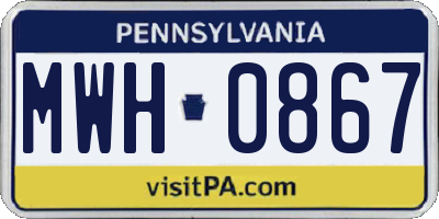 PA license plate MWH0867
