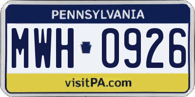 PA license plate MWH0926