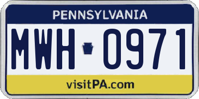 PA license plate MWH0971