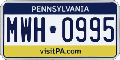 PA license plate MWH0995