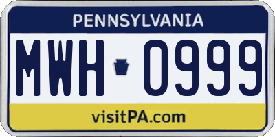 PA license plate MWH0999