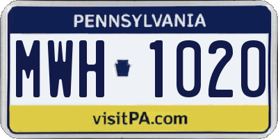 PA license plate MWH1020