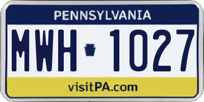PA license plate MWH1027
