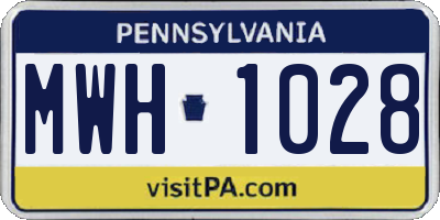 PA license plate MWH1028