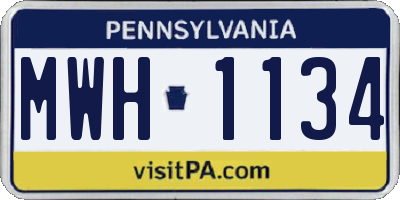 PA license plate MWH1134