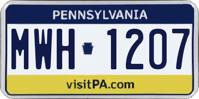 PA license plate MWH1207