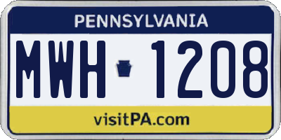 PA license plate MWH1208