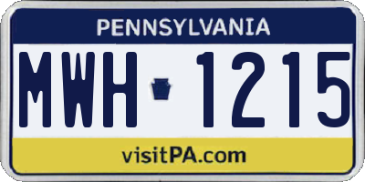 PA license plate MWH1215