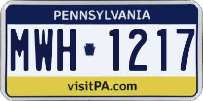 PA license plate MWH1217