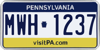 PA license plate MWH1237