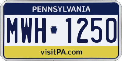 PA license plate MWH1250