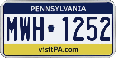 PA license plate MWH1252