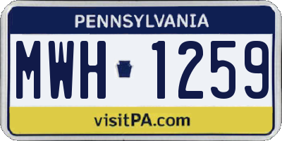 PA license plate MWH1259